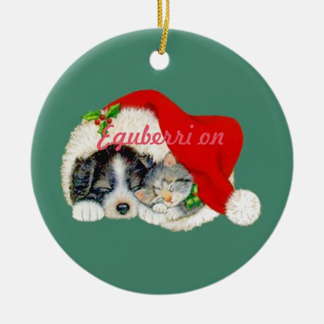 Eguberri auf baskischer Weihnachtsverzierung Keramik Ornament (Vorne)