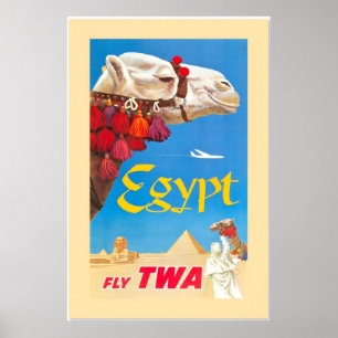 Egypt Fly TWA 960 Vintage Style Reiseplakat Poster