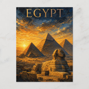 Egypt: Golden Sunset Pyramids Art Souvenir Postkarte