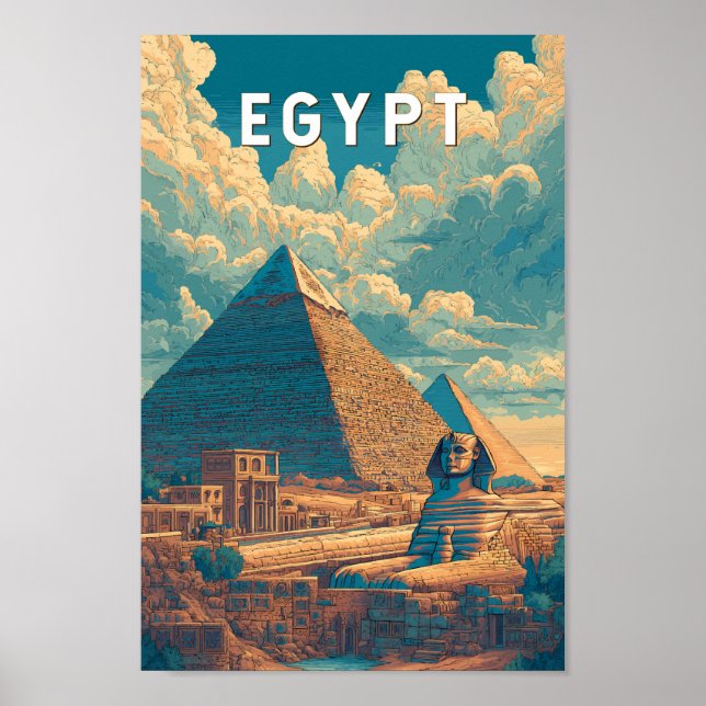 Egypt Illustration Travel Art Vintage Poster (Vorne)