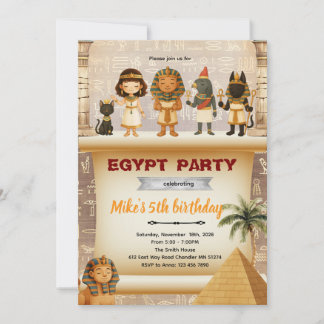 Egypt kids birthday party Invitation Einladung