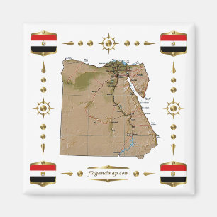 Egypt Map + Flags Aimant