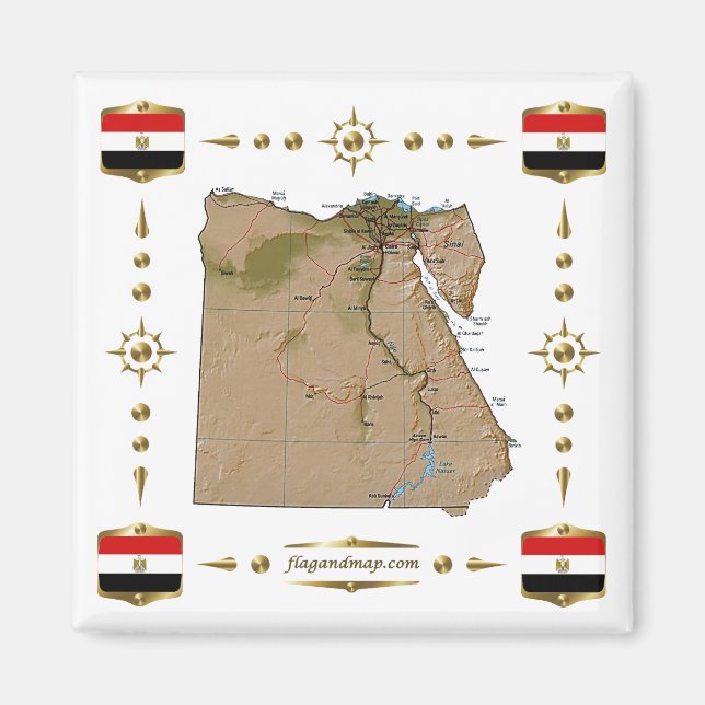 Egypt Map + Flags Aimant (Devant)