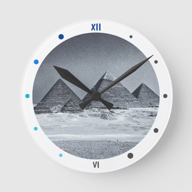 Egypt - Pyramids, Ancient Cairo (vintage clock) Runde Wanduhr (Vorderseite)