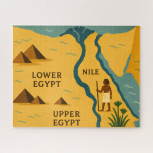 Égypte Carte du Nil Mystique Puzzle Blue Gold