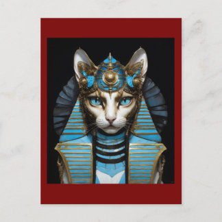 Egyptian cat pharaoh postkarte