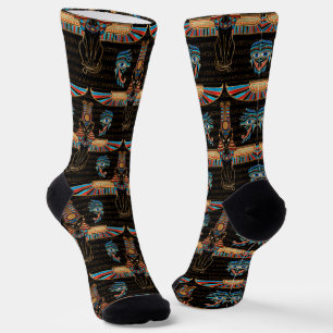 Egyptian Cats and Eye of Horus pattern Socken