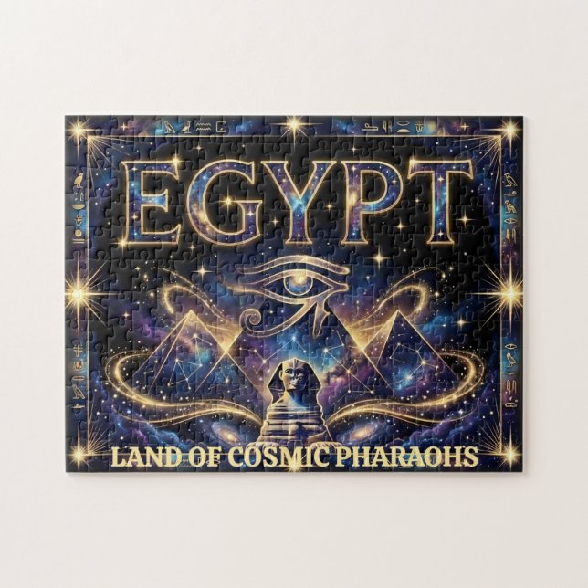 Egyptian Eye of Horus Cosmic Pyramid Art (Horizontal)
