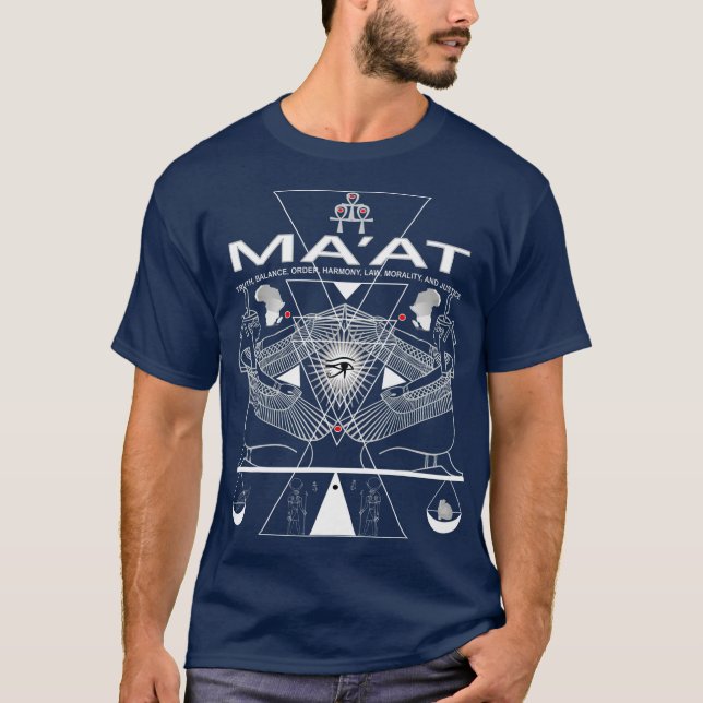 Egyptian Goddess Maat  Kemetic Ankh Pyramid T-Shirt (Vorderseite)
