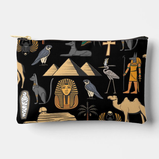  Egyptian Hieroglyphic Symbol Pattern Background   Zubehörtasche (Vorderseite)