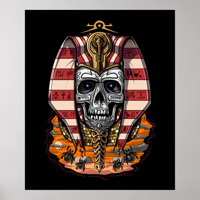 Egyptian King Pharaoh Skull Ancient Mythology Poster (Vorne)
