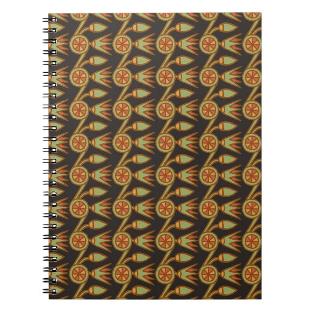 Egyptian Lotus Blume auf Black Spiral Notebook Notizblock (Vorderseite)