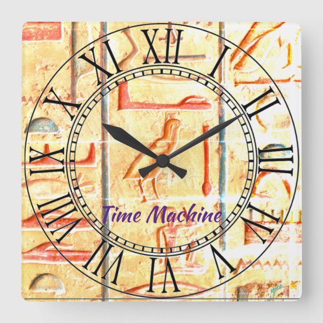 Egyptian time machine, Acrylic Wall Clock Quadratische Wanduhr (Vorderseite)