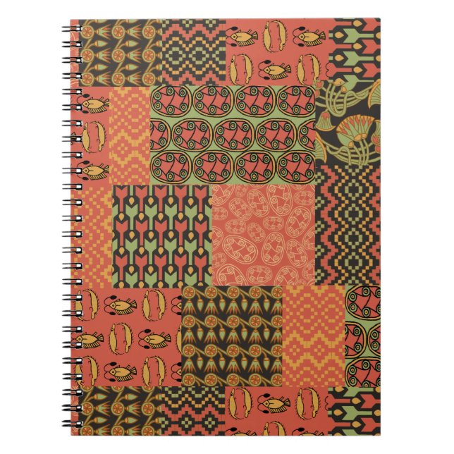 Egyptian Tribal Faux Patchwork Spiral Notebook Notizblock (Vorderseite)