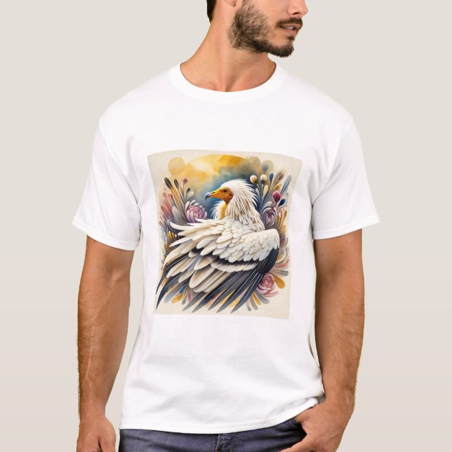 Egyptian vulture 020924AREF126 - Watercolor T-Shirt (Vorderseite)