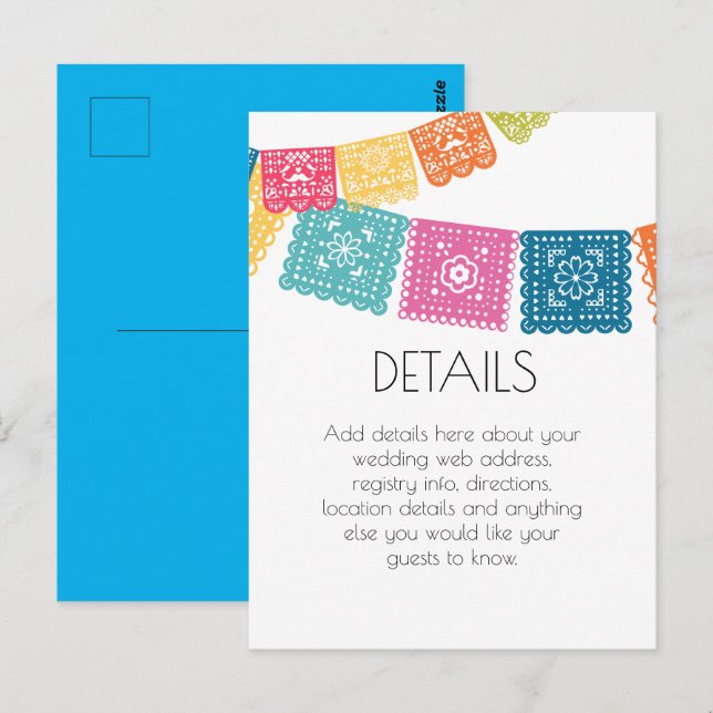 Ehe - Boda - Hochzeit Papel Picado Details Postkarte (Vorne/Hinten)