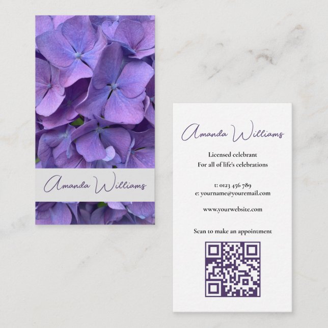 Ehe Celebrant Simple Mauve Floral Visitenkarte (Vorne/Hinten)
