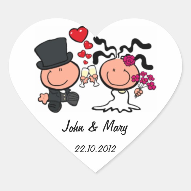 Ehe Ehepaar Cartoon Sticker (Vorderseite)