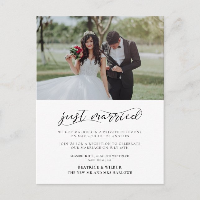 Ehe Elegante romantische Hochzeitsankündigung Postkarte (Vorderseite)