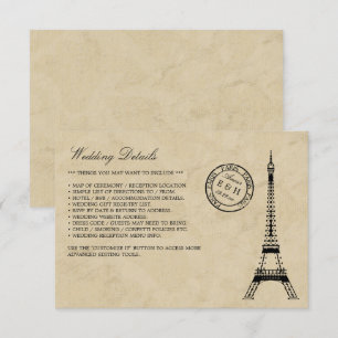Ehe im Stil der alten Eiffelturm Paris Poststempel Begleitkarte