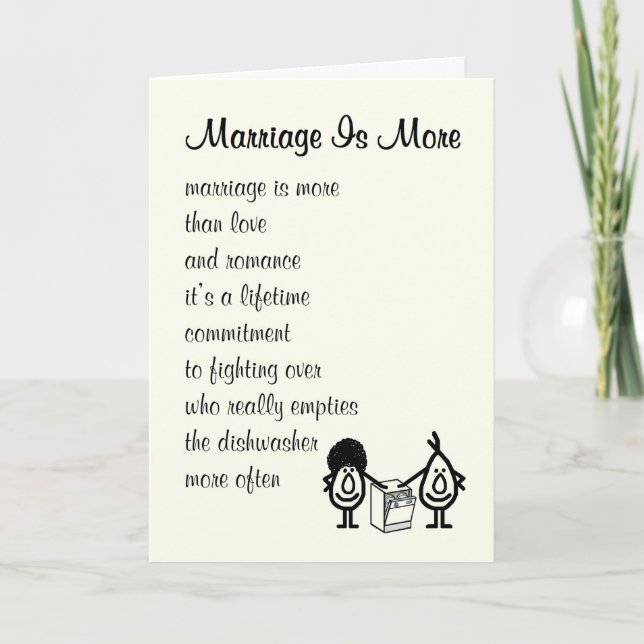 Ehe ist mehr - lustiges Hochzeitgedicht Karte (Vorderseite)