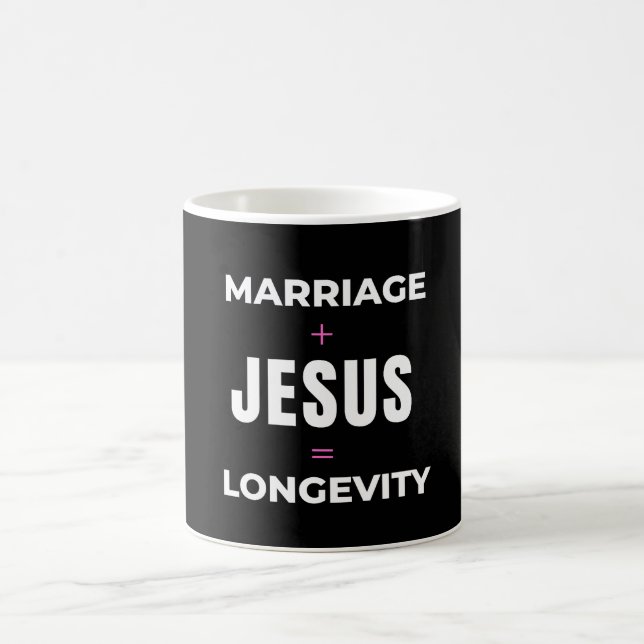 Ehe + Jesus = Langlebigkeit Kaffeetasse (Mittel)