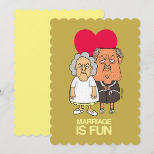 Ehe macht Spaß - mürrisch altes Cartoon braun Karte