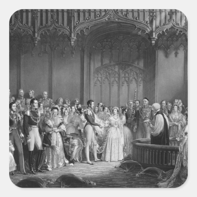 Ehe von Königin Victoria und Prinz Albert Quadratischer Aufkleber (Vorderseite)