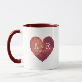 Ehedatum des roten Herzens Tasse