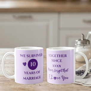 Ehefrau 10 Jahre Eheschließung lila Kaffeetasse