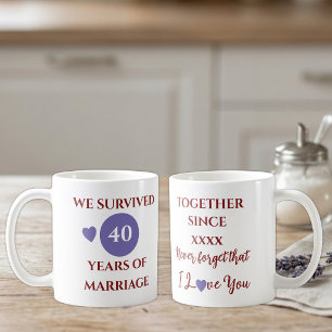 Ehefrau 40 Jahre Ehe est Jahr lila rot Kaffeetasse
