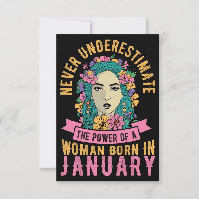Ehefrau Art Power von Frauen Geboren im Januar Dankeskarte (Vorderseite)