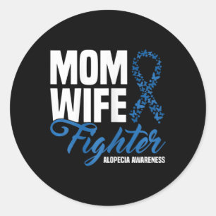 Ehefrau bekämpft Blauen Schleim Alopezie Bewusstse Runder Aufkleber