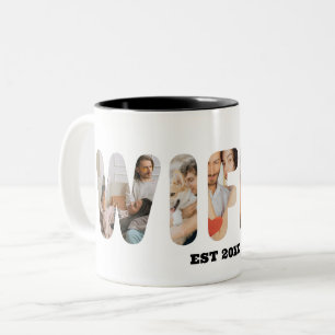 Ehefrau Benutzerdefiniertes Wort Foto-Collage Hoch Zweifarbige Tasse