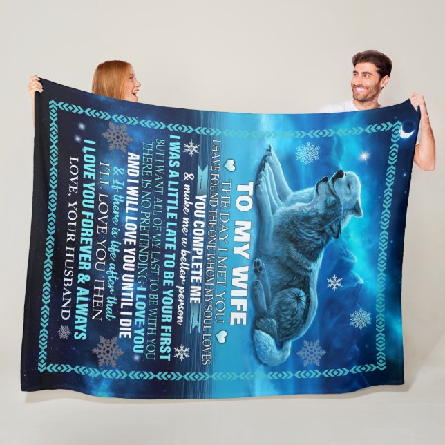 Ehefrau Blanket Wolf, Personalisiert zu meiner Ehe Fleecedecke (Beispiel)
