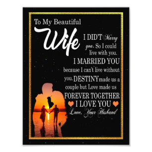 Ehefrau  Brief an meine Ehefrau Liebe von Husband Fotodruck
