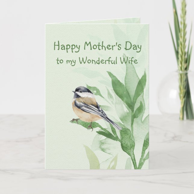 Ehefrau Chickadee Garden Bird Karte (Vorderseite)