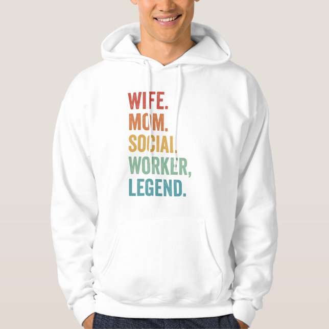 Ehefrau dad Sozialarbeiter Legend Mütter Tag Retro Hoodie (Vorderseite)