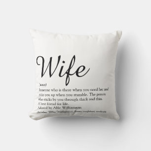 Ehefrau definiert Schwarz und Weiß-Chic-Script-Spa Kissen