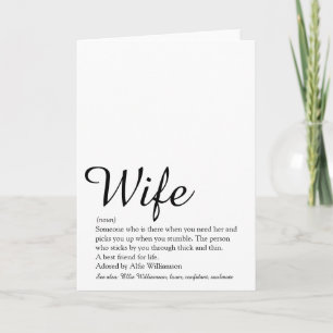 Ehefrau Definition Chic Schrift Schwarz und Weiß Karte