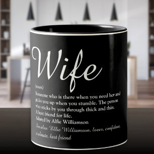 Ehefrau Definition Modern Chic Schrift Schwarz und Zweifarbige Tasse