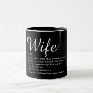 Ehefrau Definition Modern Chic Schriftart Schwarz  Zweifarbige Tasse