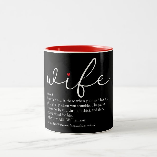 Ehefrau Definition Modernes Skript Rote Liebe Herz Zweifarbige Tasse (Mittel)