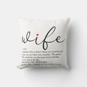 Ehefrau Definition Rotes Herz Schwarz-Weiß-Schrift Kissen