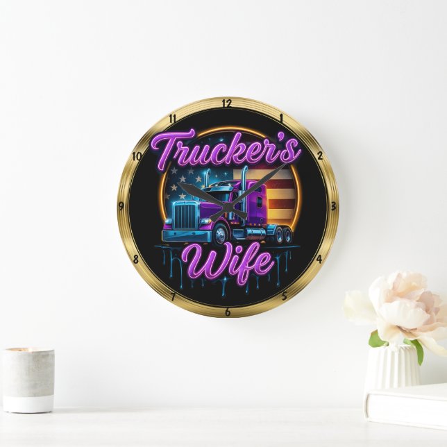 Ehefrau des LKWs: Neon Flag, Gold Rim Große Wanduhr (Zuhause)