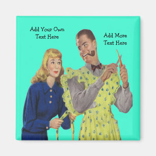 Ehefrau, die Schürze ihres Ehemanns Funny Retro Ma Magnet