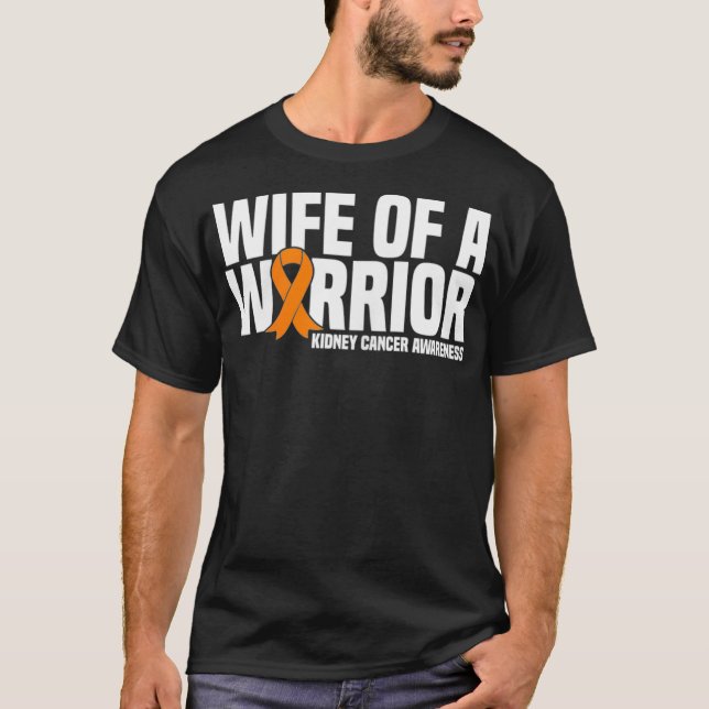 Ehefrau eines Kriegers Orange Ribbon Nierenkanals T-Shirt (Vorderseite)