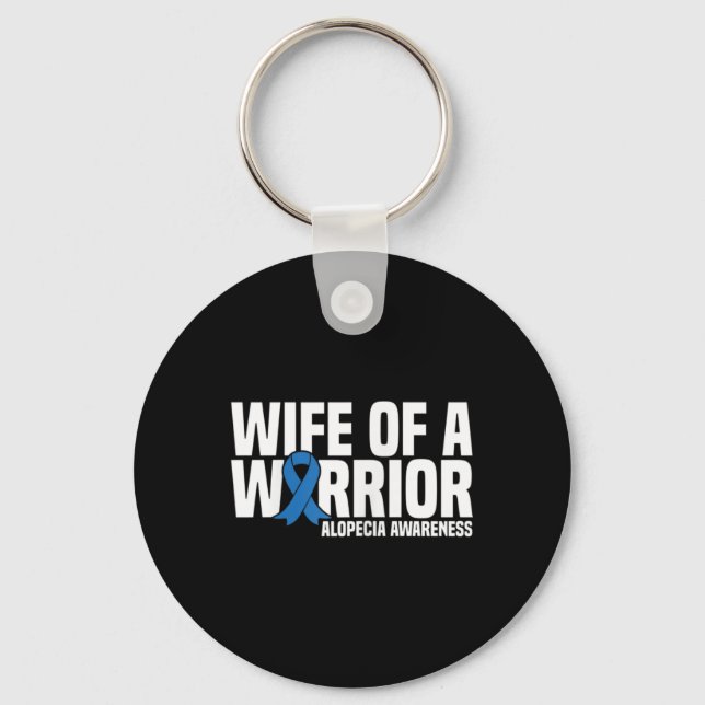 Ehefrau eines Warrior Blue Ribbon Alopezie Bewusst Schlüsselanhänger (Vorderseite)
