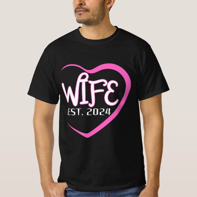 Ehefrau Est. 2024 Nur verheiratete Hochzeit Ehefra T-Shirt (Vorderseite)