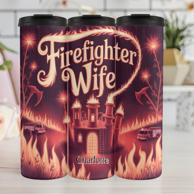 Ehefrau Feuerwehrmann Romantische Burgszene Thermosbecher (Von Creator hochgeladen)